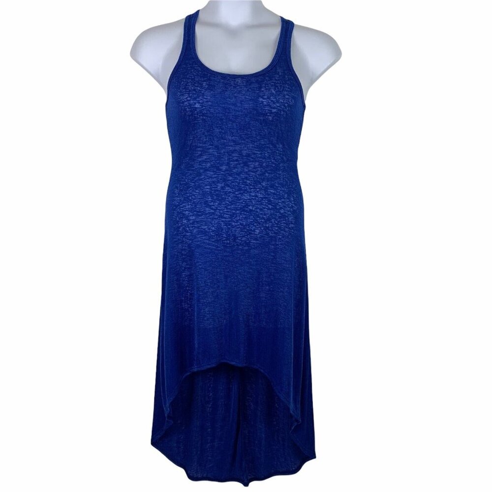 Eien Size Medium Dress High Low Sheer Royal Blue Sleeveless Coverup Womens